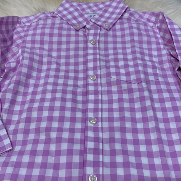 Carter’s 3T Purple/White Check Print Button Shirt - Picture 2 of 5